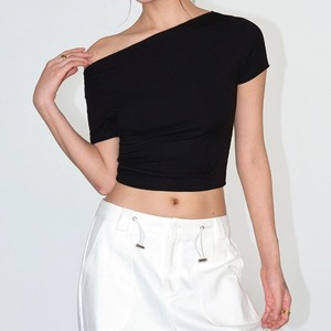 Offshoulder Slim Simple Short sleeve shirt 125130
