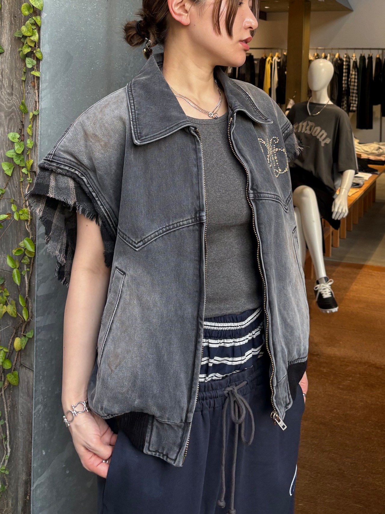 【26AW】WE11DONE ウェルダン / デニムベスト / BLACK WESTERN DENIM BLOUSON VEST - 2