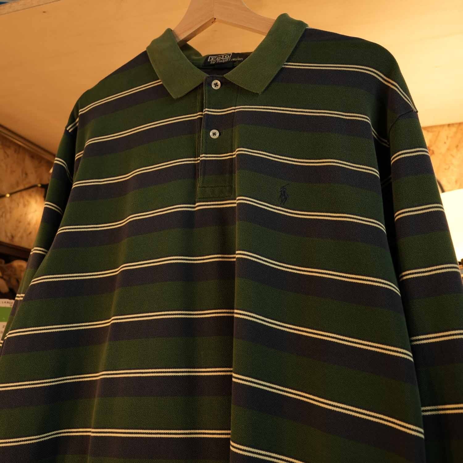 Polo by Ralph Lauren 90s〜00s ボーダー ラガーシャツ XL コットン