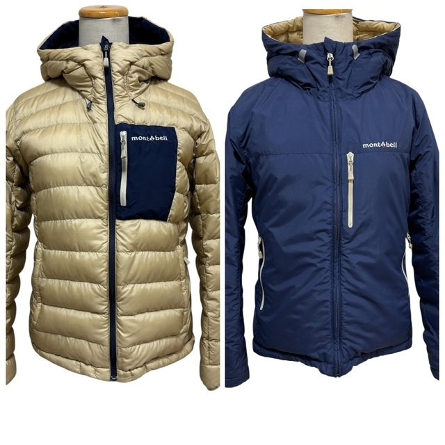 古着 モンベル mont-bell コロラドパーカー リバーシブル ダウンジャケット クリーニング済み ネイビー×ベージュ レディース Mサイズ
