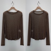 glitter sheer crewneck tops/moca