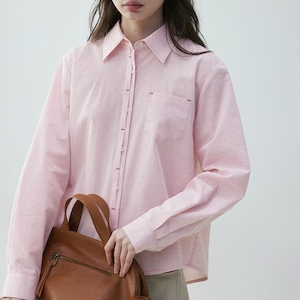 design contrast line loose shirt