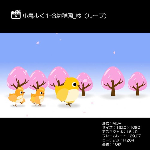 小鳥歩く1-3幼稚園_桜（ループ）