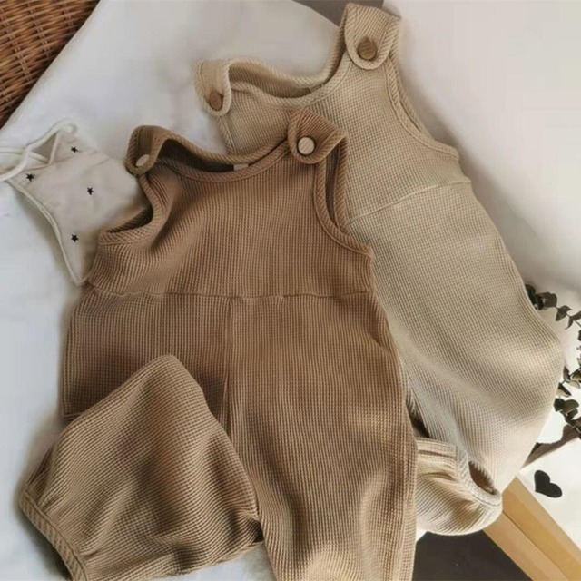 【春作】シンプルワッフルサロペット