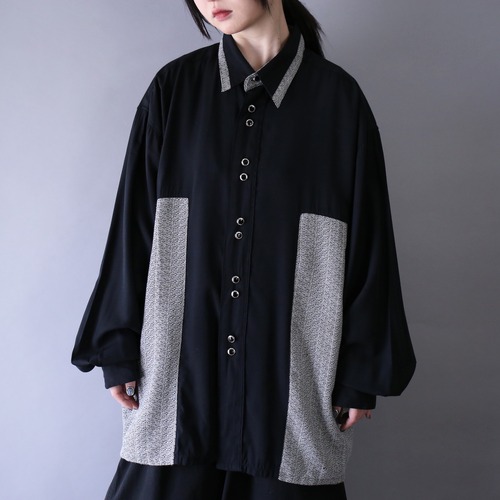 2-button and switching pattern design over silhouette shirt