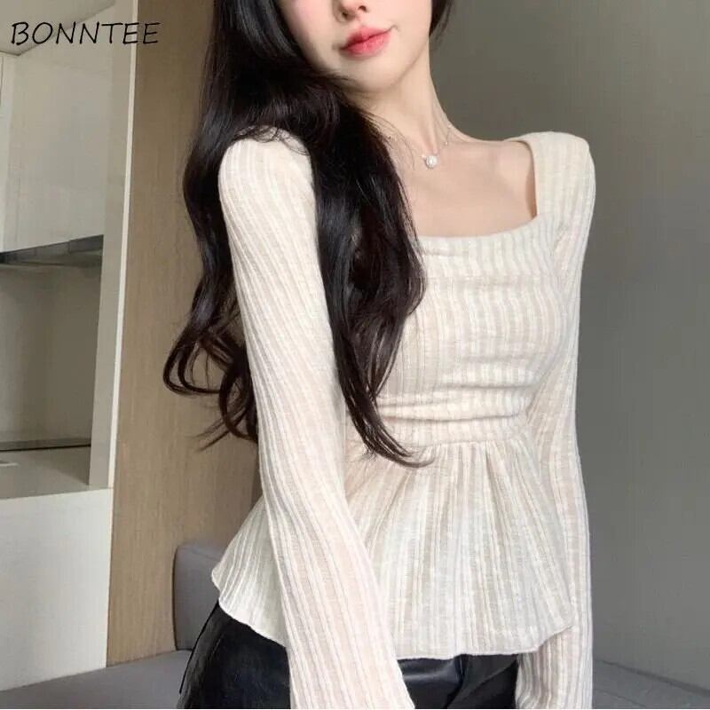 【新作】【送料無料】 Tシャツ女性折り目エレガントスタイリッシュカジュアルベーシックヴィンテージオールマッチ創造性ホットスウィート韓国スタイルレディース優雅なチャーミング 0262296220556