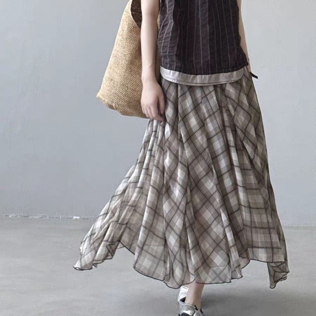 チェック フレアスカート　0034
