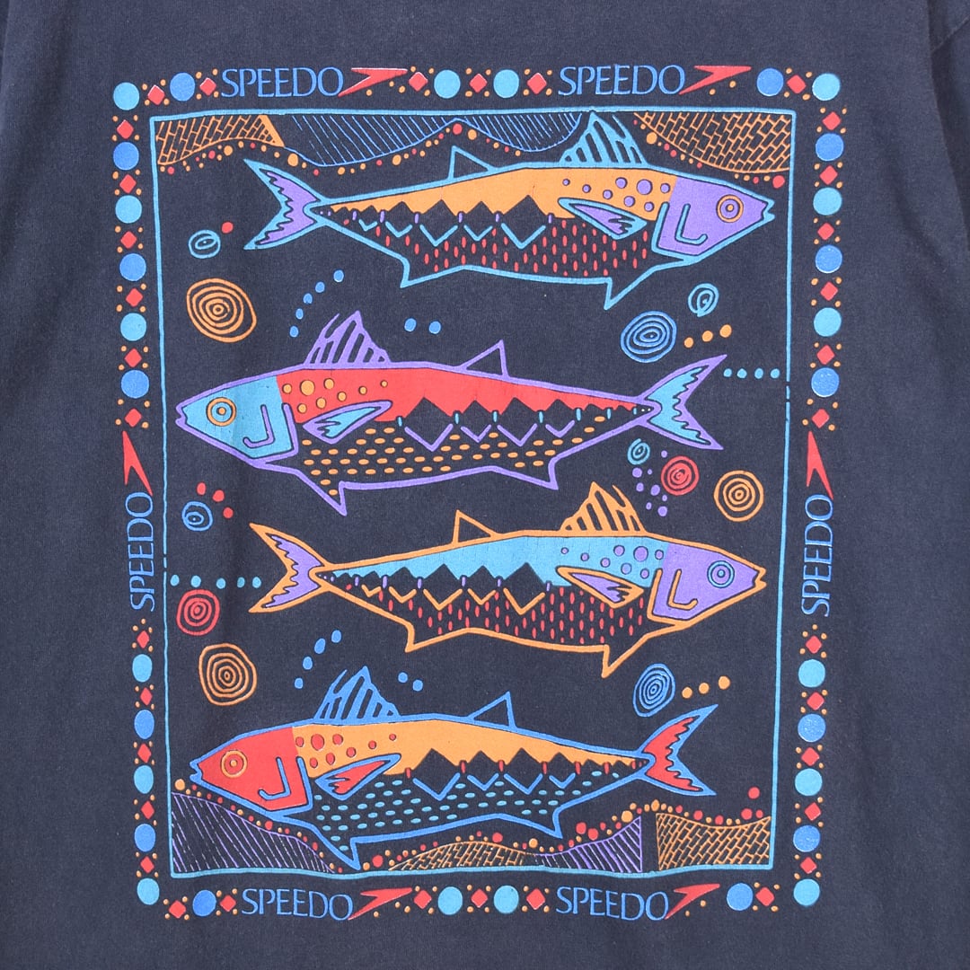 90s 当時物 SPEEDO Tシャツ XL 水泳 スピード 企業 90s SPEEDO スピード USA製 ヴィンテージTシャツ 魚 フィッシュ 水泳