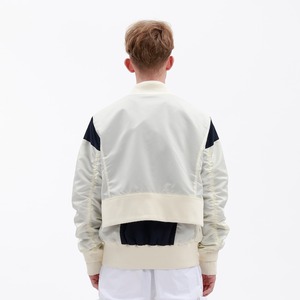 SALE 送料無料【HIPANDA ハイパンダ】メンズ 重ね着風 ボンバージャケット ブルゾン MEN'S LAYERED BOMBER JACKET BLOUSON / BEIGE