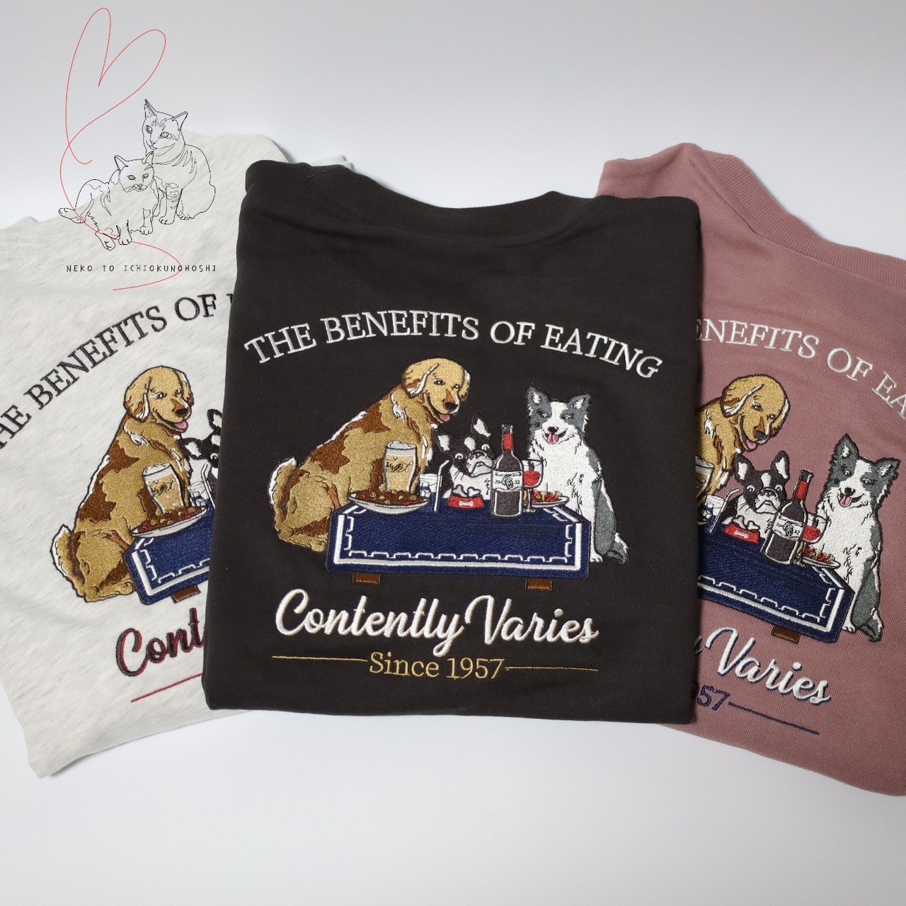 DOG刺繍スウェット　【POWER TO THE PEOPLE　-VINTAGE-】トレーナー　チャコール