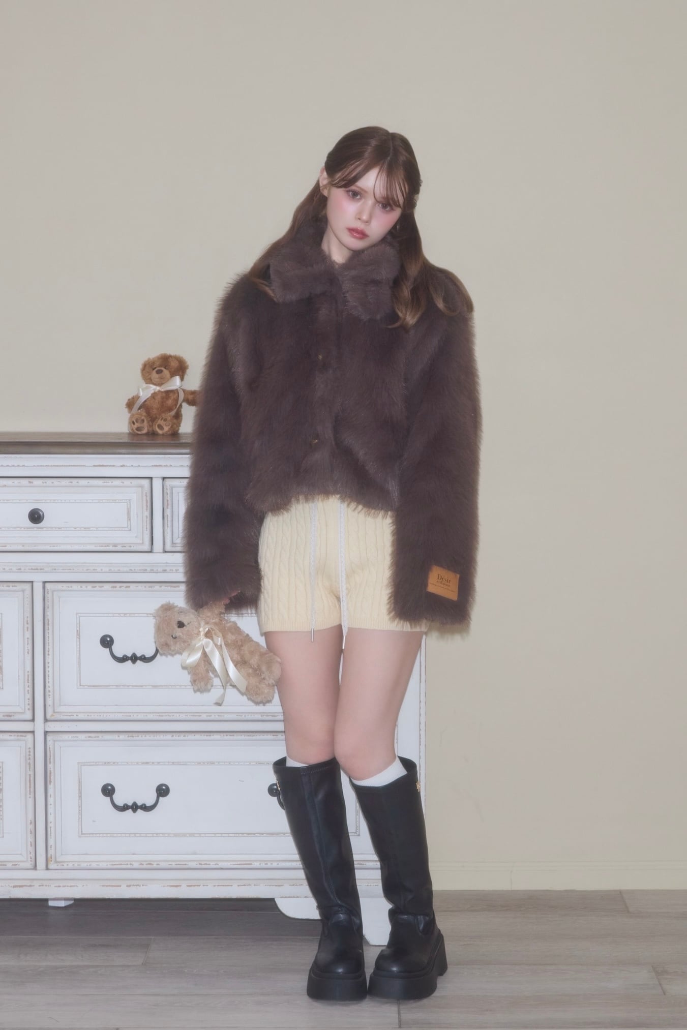 2way fluffy fur coat | Désir et Raison