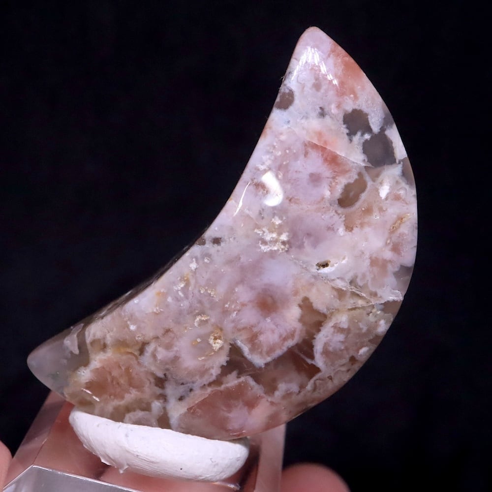 桜めのう お月様 瑪瑙 にぎり石 26.2g AG359 鉱物 原石 天然石