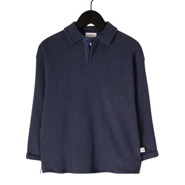 ＜COZMO＞ポロカラー ニット Sweater Timor (Navy)