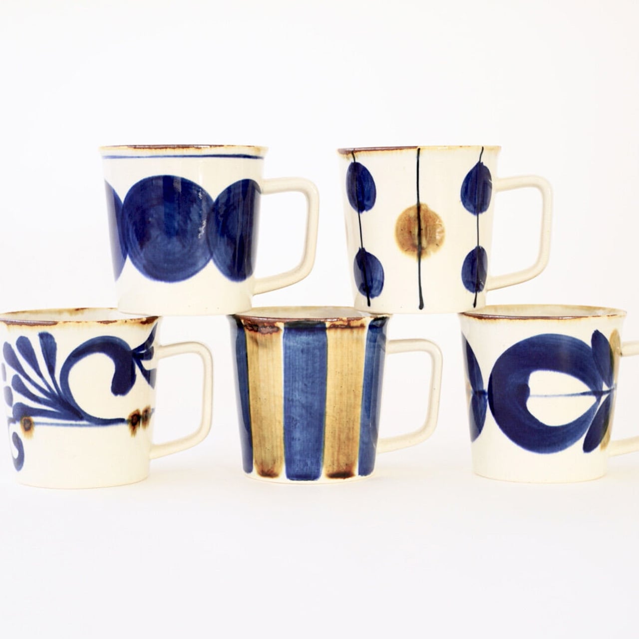 手作り藍釉マグカップ マグカップ 美濃焼 なまこ綴目マグ 青 藍色｜和食器 陶器 三階菱