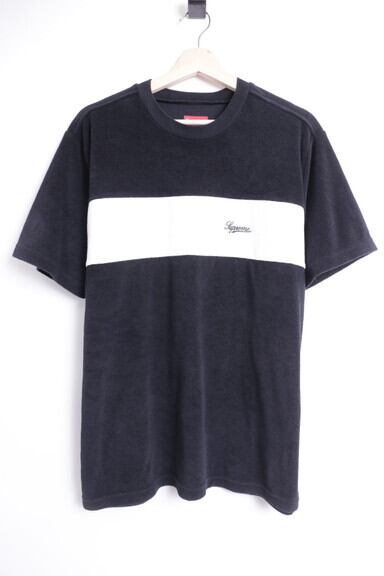 30％OFF Supreme 18SS CHEST STRIPE TERRY TOP BLACK LARGE 42.5JH8273  