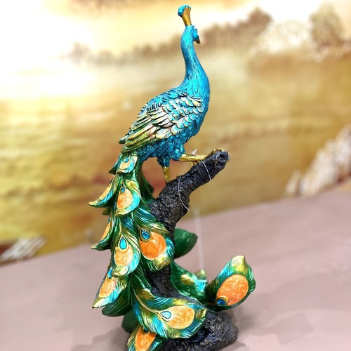 クジャク 置物 孔雀 オーナメント 鳥  オフィス リビング ギフト