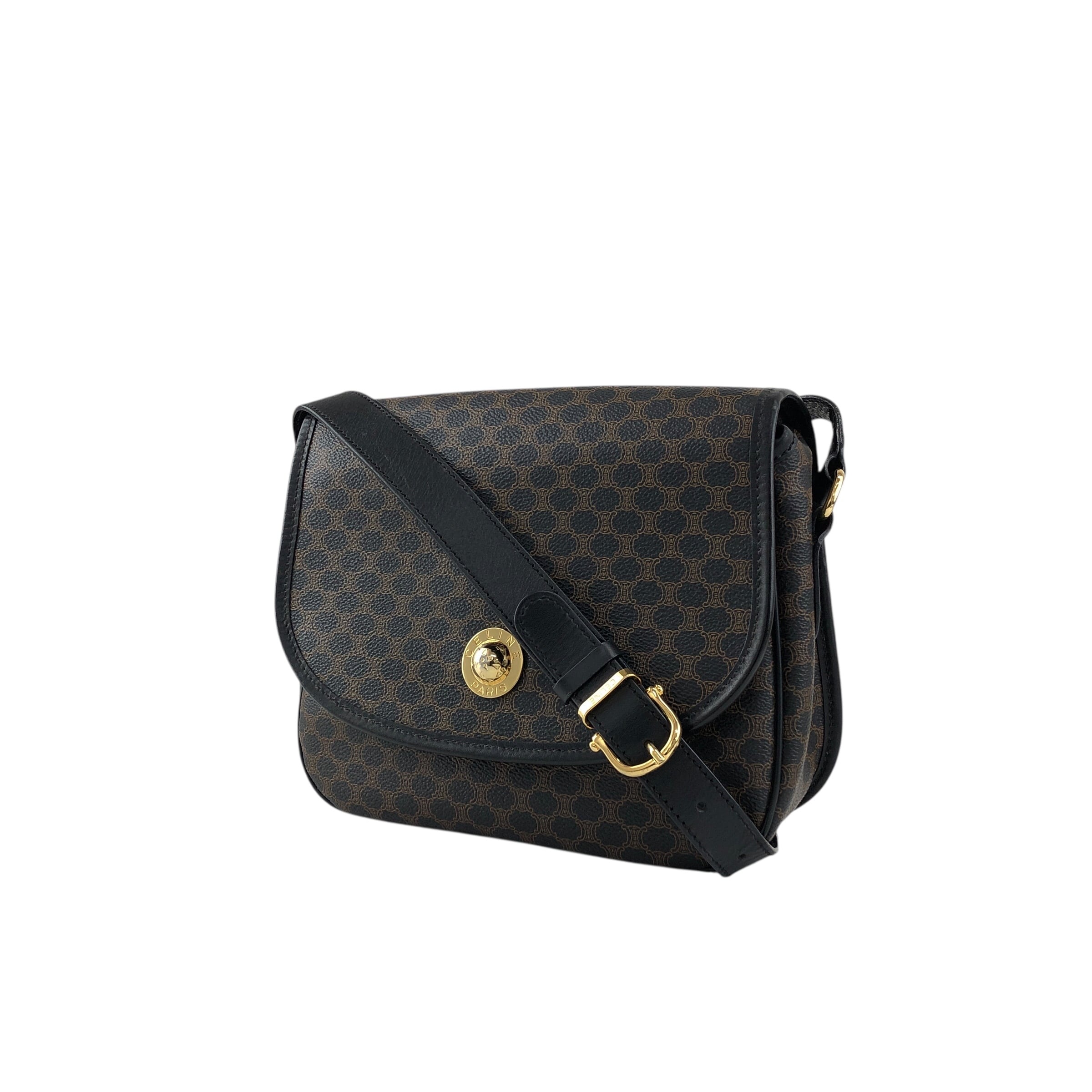 ⭐️SALE⭐️ セリーヌ　ショルダーバッグ　マカダム柄 フラップ　PVC レザー CELINE セリーヌ マカダム ショルダーバッグ ブラック スターボール