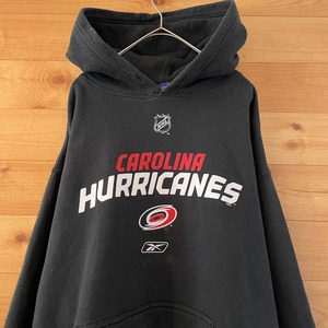 【Reebok】NHL アイスホッケー Carolina Hurricanes ロゴ プルオーバー パーカー L アメリカ古着