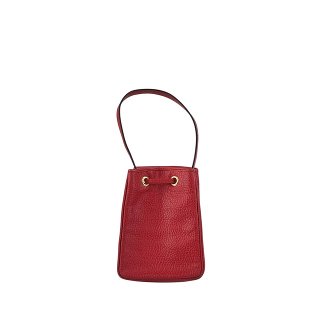 Christian Dior クリスチャン ディオール ハンドバッグ レッド オーバル レザー ミニバッグ 巾着 vintage ヴィンテージ オールド 46ensx