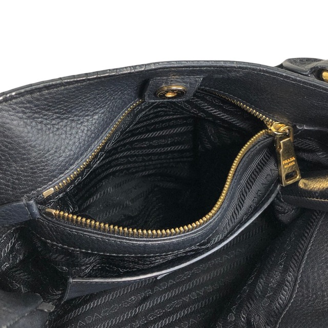 PRADA プラダ ヴィッテロダイノ トートバッグ ブラック ロゴ レザー vintage ヴィンテージ オールド fpj5iw