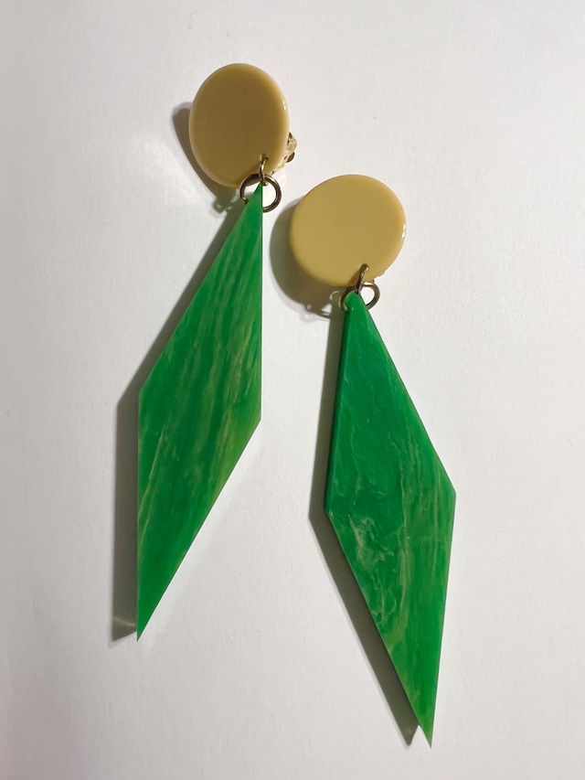 Desiner's bakelite green × yellow earrings ( デザイナーズ イエロー × グリーン ベークライト イヤリング )