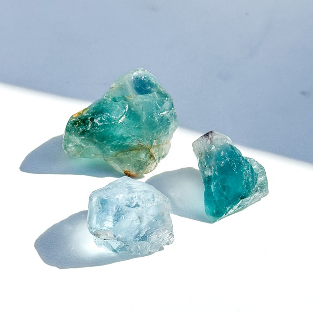 ブルー、グリーンフローライト 原石 ３個set 01◇ Fluorite ◇天然石・鉱物・パワーストーン・インテリア
