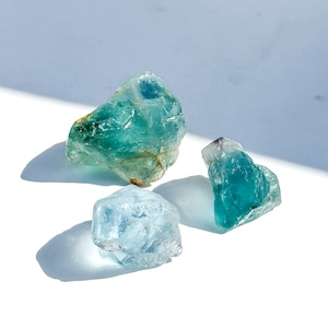 ブルー、グリーンフローライト 原石 3個set 01◇ Fluorite ◇天然石・鉱物・パワーストーン・インテリア