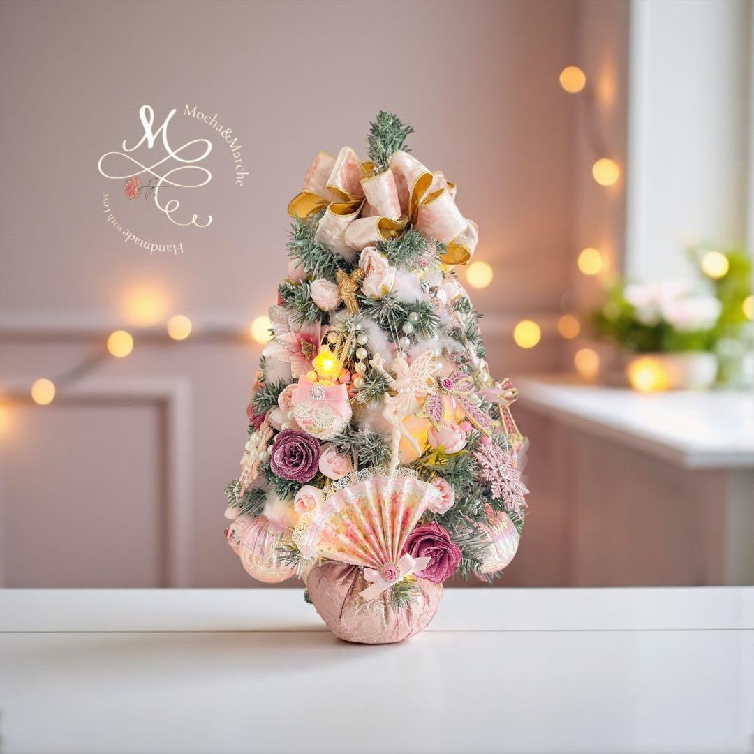 ブロッサムリース アーチ型フラワーリース ピンクの薔薇のリース