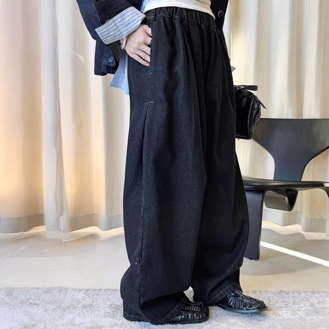 ウエストタックワイドボリュームデニムパンツ A02045