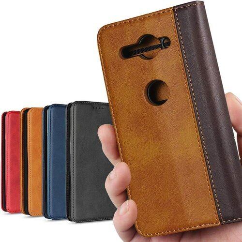 Xperia XZ2 pact ケース SO-05K ケース 手帳型 スタンド XZ2コンパクト ケース エクスぺリア XZ2pact 手帳型 ケース Xperia XZ2コンパクト ケース 手帳 適用 内蔵マグネット 携帯カバー スタンド機能 落ち着いた色 2色組合せ レトロ ライトブラウン 585