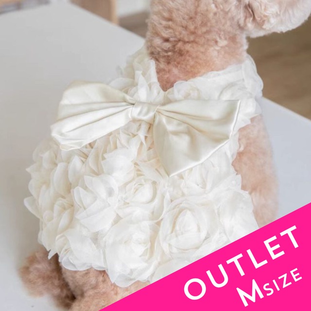 OUTLET【クリームMサイズのみ】ローズプリンセスドレス　犬服　01111