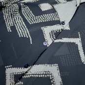 sheer pattern open collar shirt