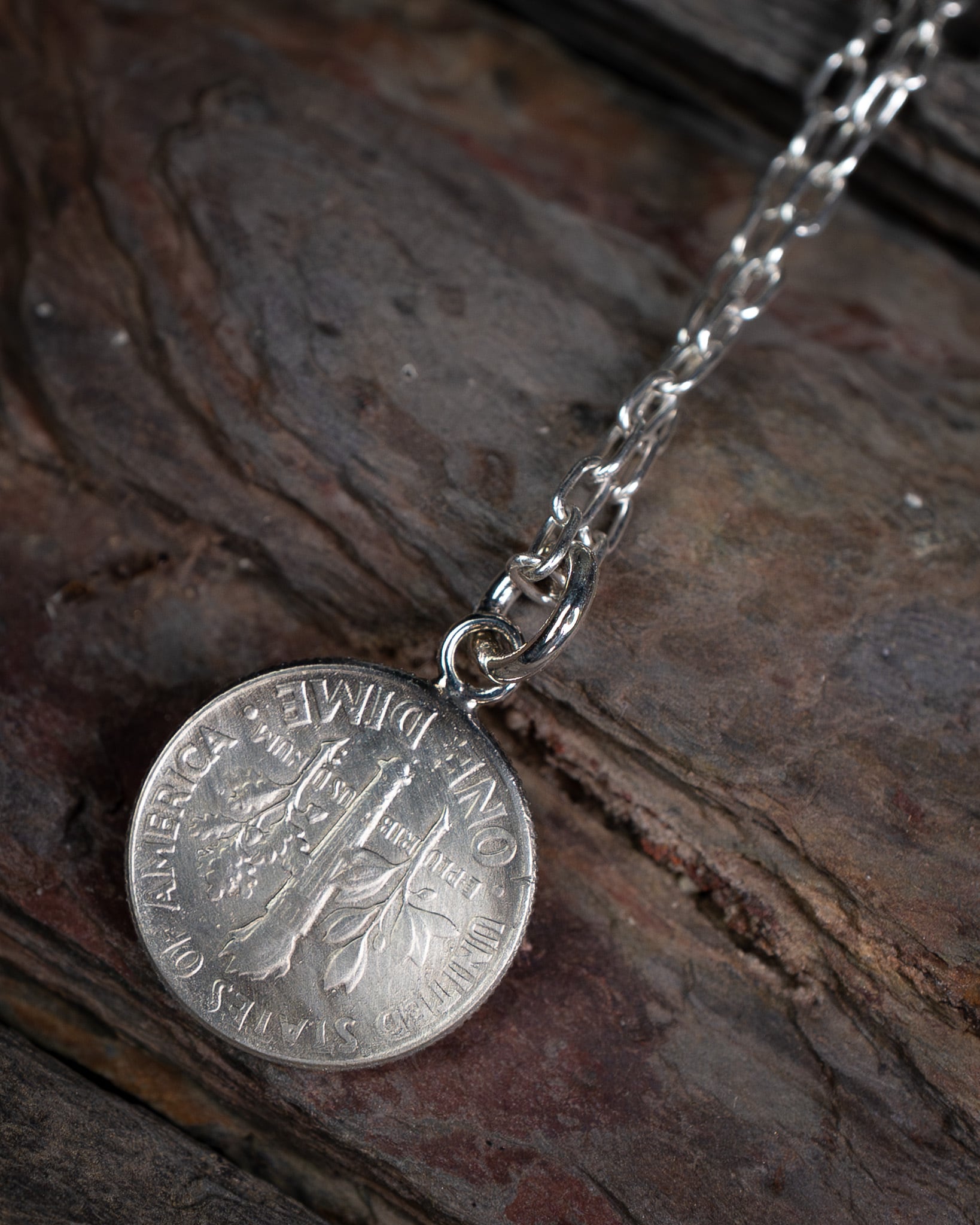 Button Works】Roosevelt Dime Coin Necklace Silver 900 Silver 925