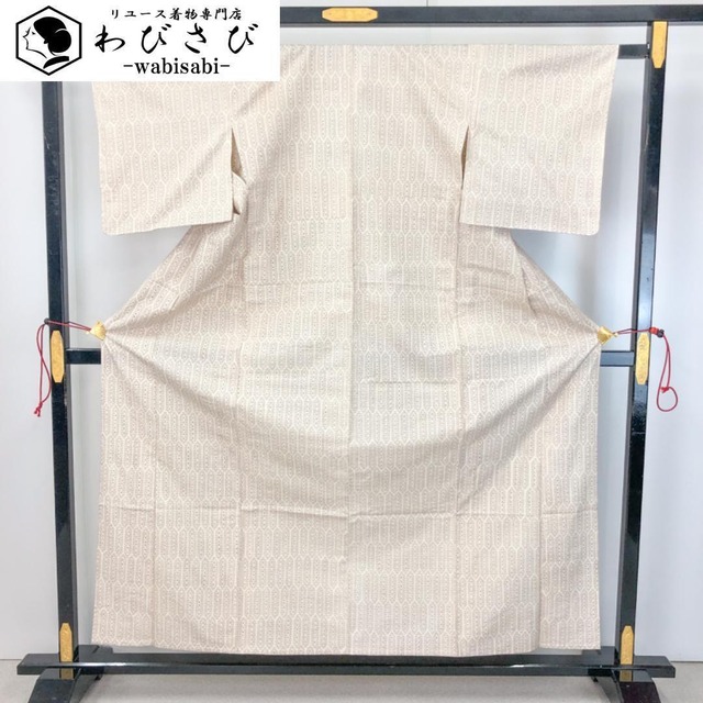 訪問着 短冊に花模様 萩 菊 刺繍 金銀彩 黄土色 トールサイズ K-4568  