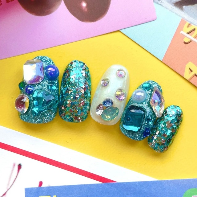 【送料無料】ネイルチップNo.40♡ネイル/韓国/アート/パーツ/カラフル/POP