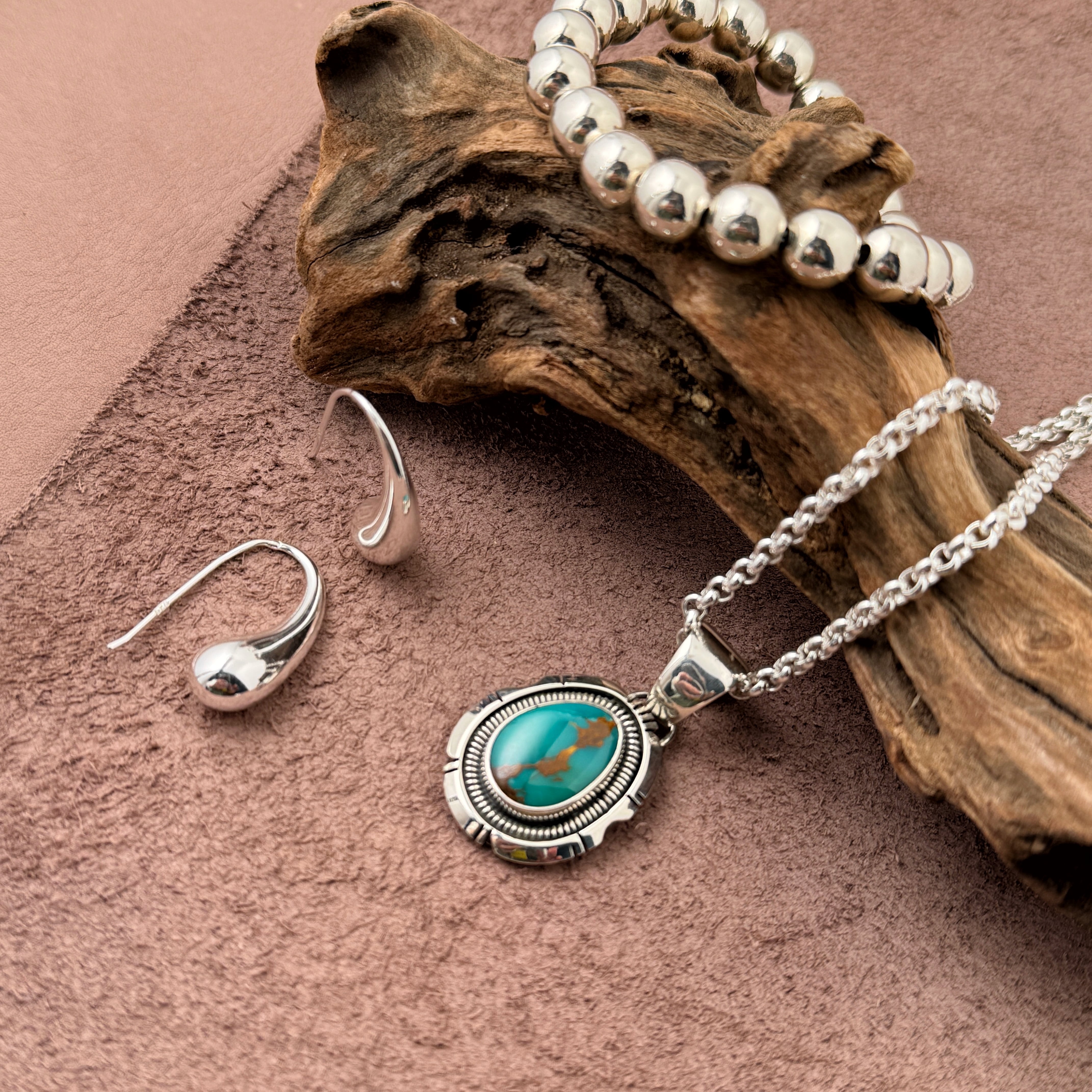 ロイストン　ターコイズ　シルバー　ネックレス　ペンダント#インディアンジュエリー Indian Jewelry 》ロイストン ターコイズ 一点物 ペンダント