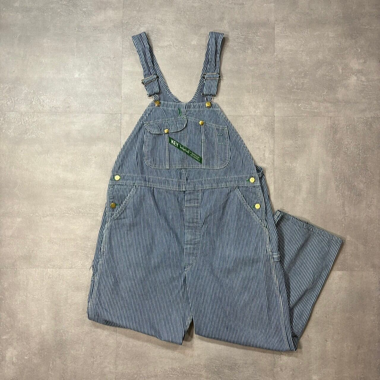 《実寸 W40 L26》 KEY Imperial ヒッコリーオーバーオール USA製 80年代〜 vintage No.4175