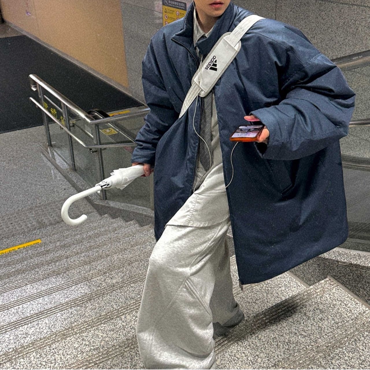 ネイビーブルービッグキルトジャケットコート　1108