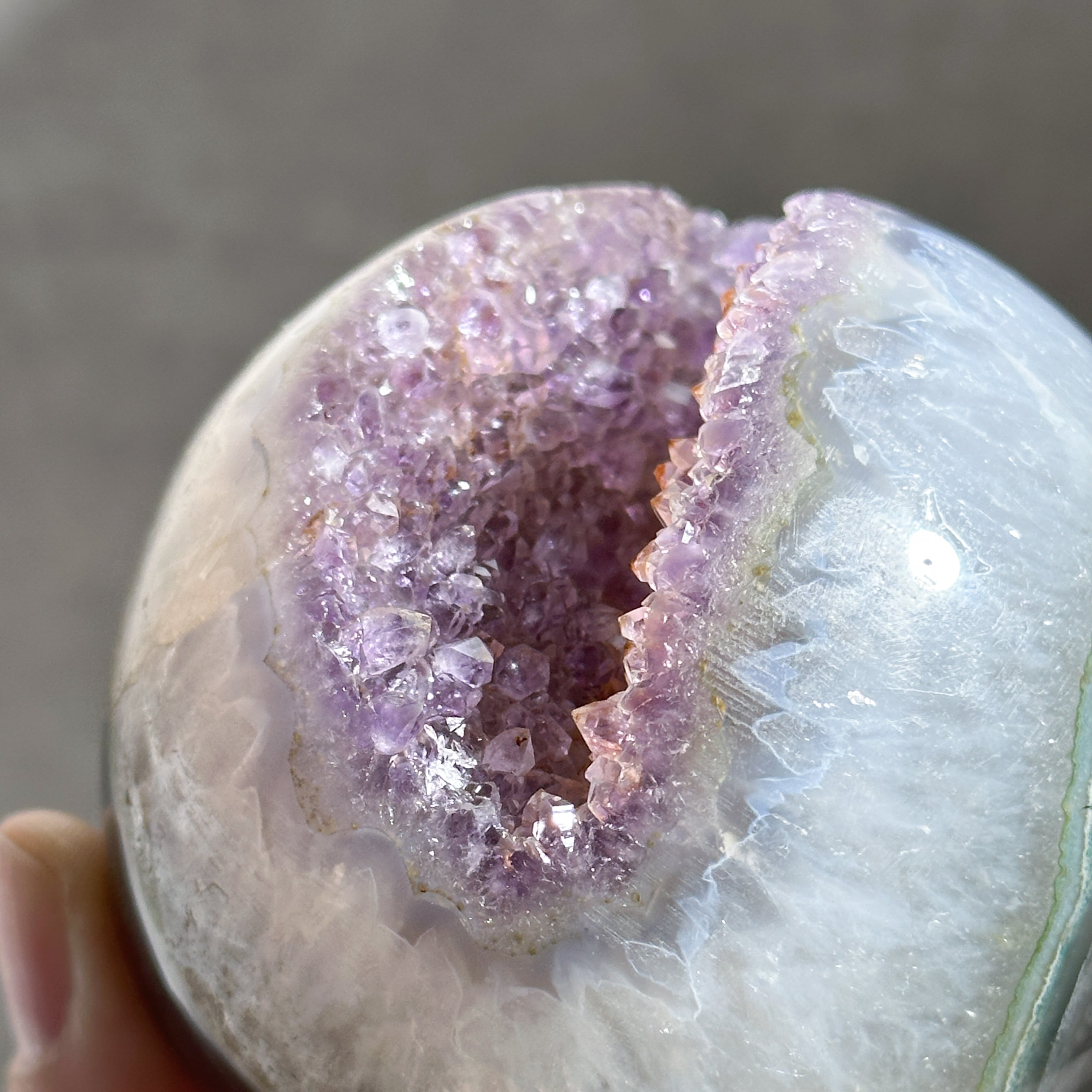ウルグアイ産アゲート×アメジスト スフィア（丸玉）52◇Agate×Amethyst