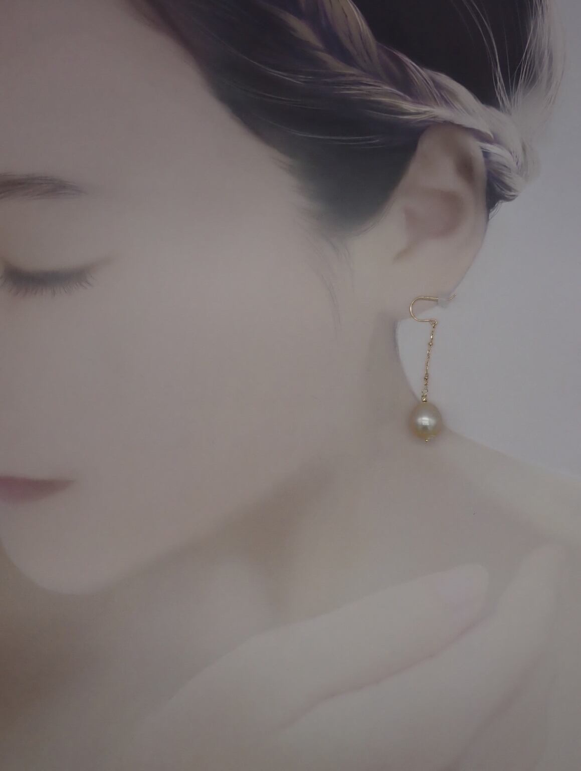 タヒチ産ゴールデンパール/18goldピアス