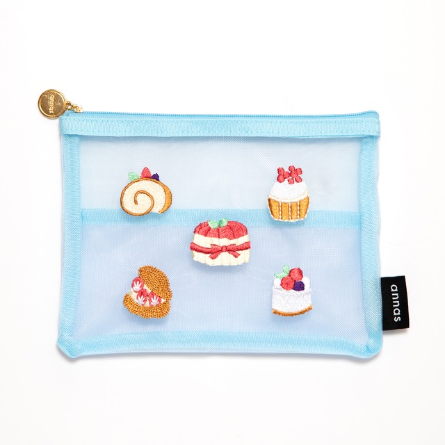 【annas刺繍文具】刺繍メッシュポーチ｜スイーツ