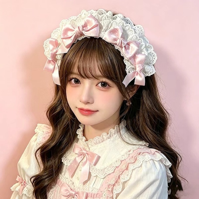 ロリータファッション 量産型甘ロリ リボンレースヘッドドレス