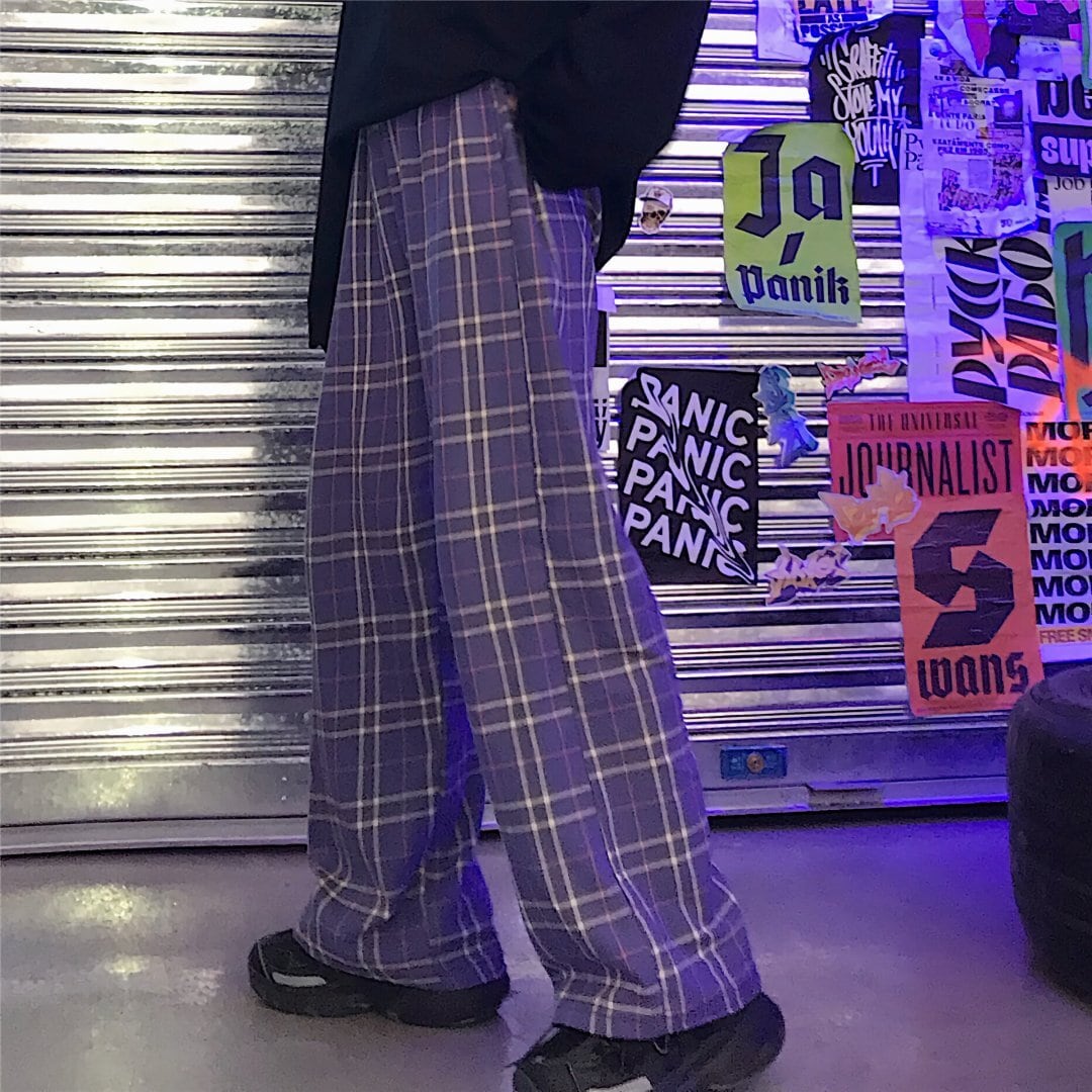 パープルワイドチェックパンツ / HWG221 | HiGHWAY-G パープルワイドチェックパンツ / HWG221 | HiGHWAY-G