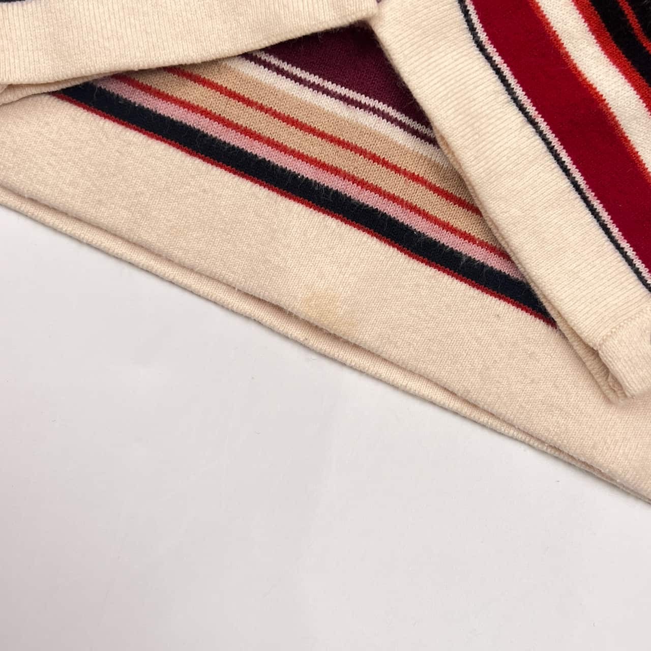 LAURA ASHLEY ローラアシュレイ ボーダー ヘンリーネック 長袖 コットン ニット セーター L/マルチ レディース