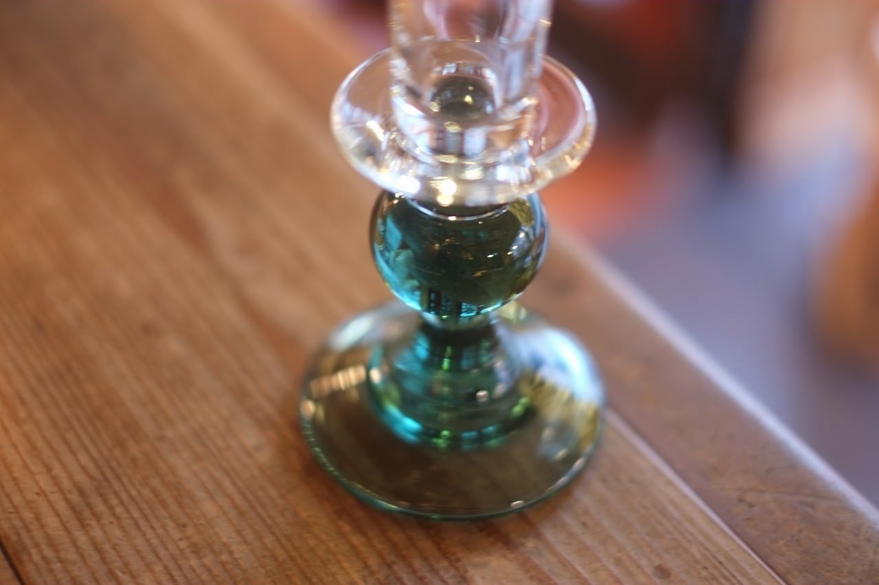 ◇三宅吹硝子工房◇三宅義一◇◇◇『吹き硝子の燭台』みどりa