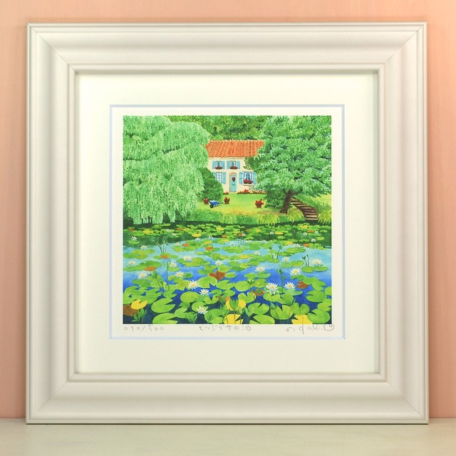 栗乃木ハルミ「ヒツジグサの池」 rタイプ　絵画・ 額入りアート
