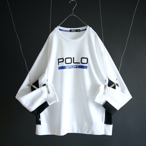 " POLO SPORT " over silhouette bi-color switching & print design sweat pullover