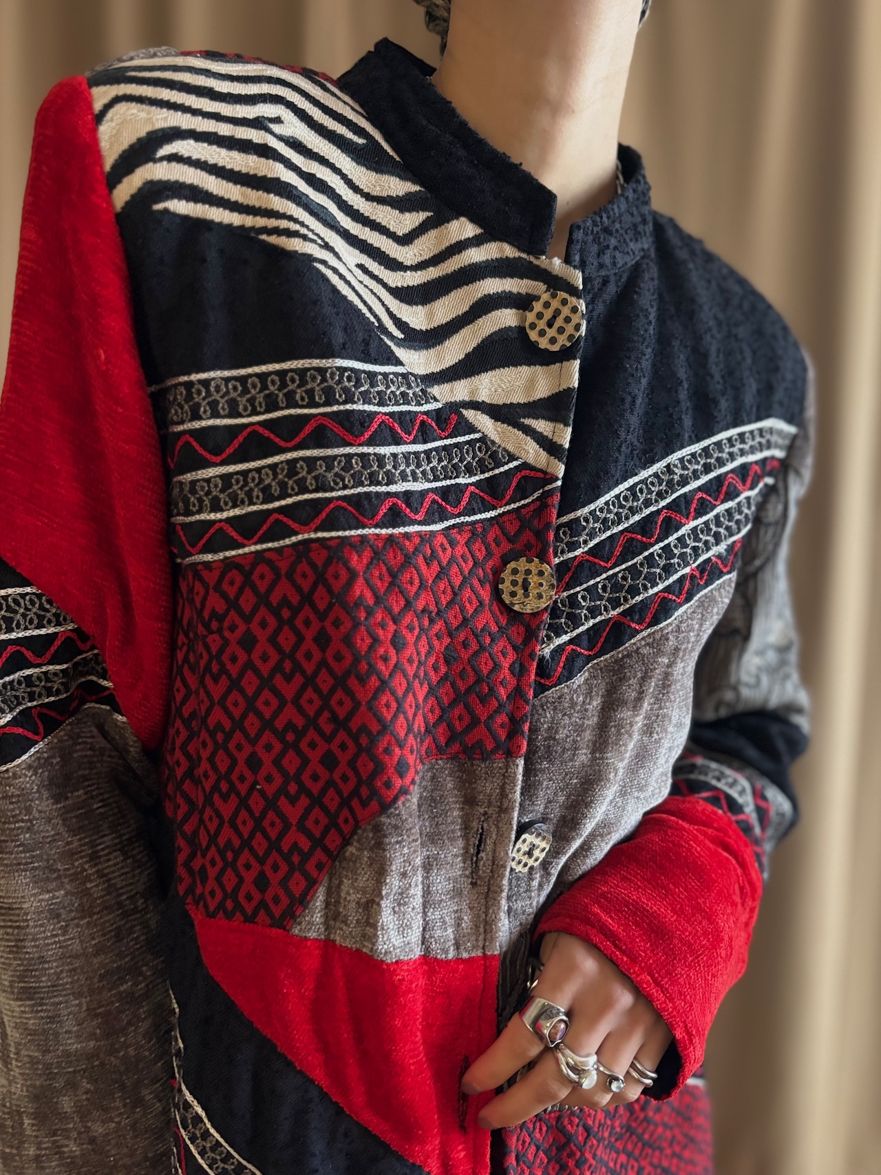 geometric mode patchwork jacket-5122-12