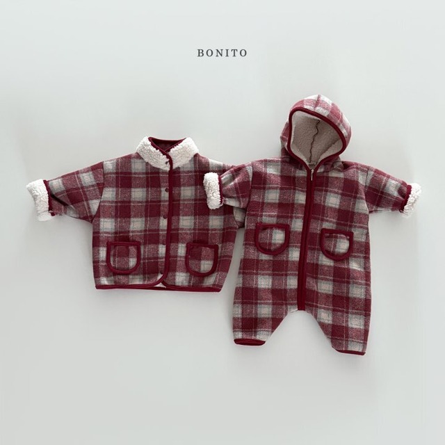 〚予約〛Checked dumbled hood suit <baby>