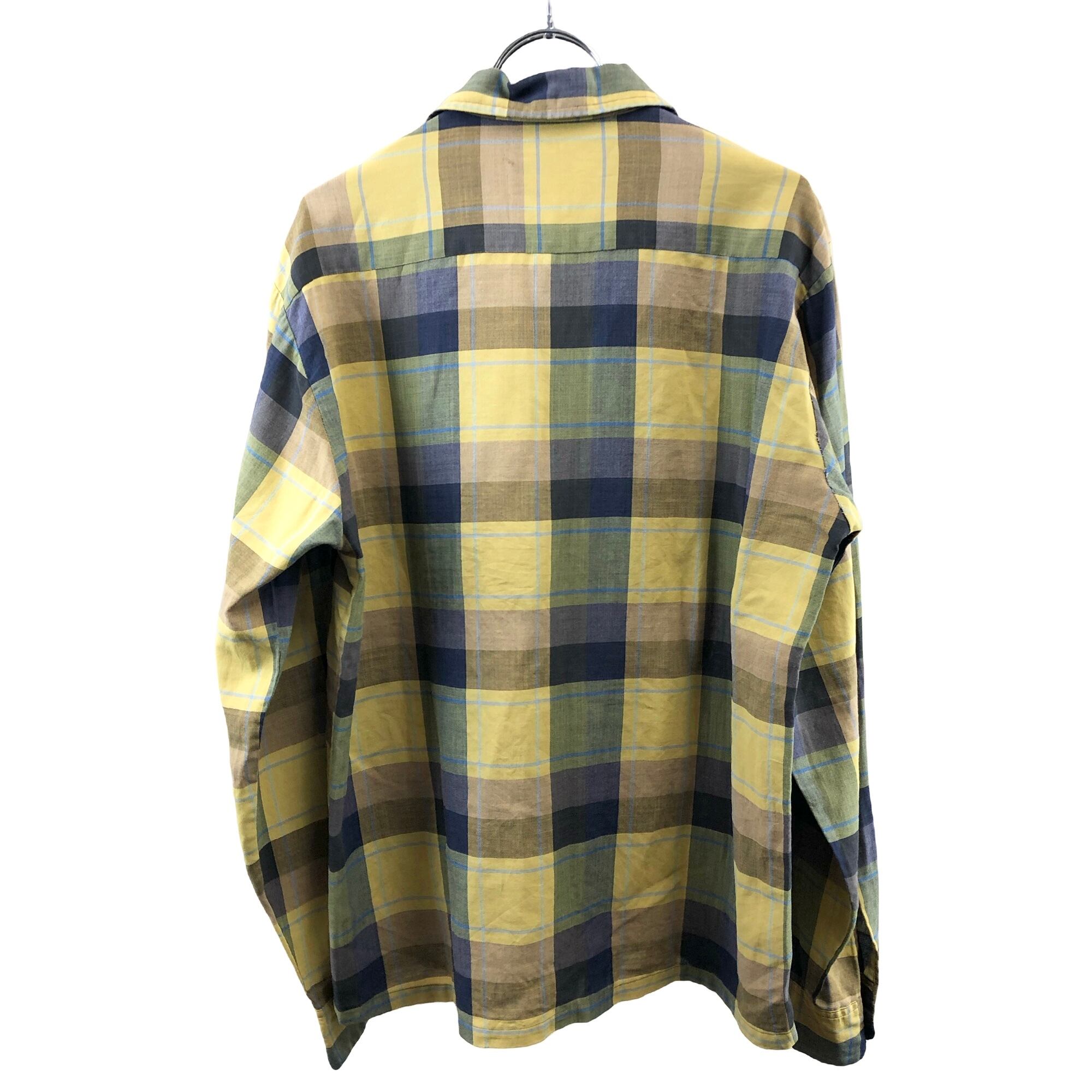 60s~70s BRENT』 オープンカラー レーヨン チェック シャツ USED 古着